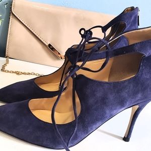Ivanka Trump Navy Blue Lace Up Shoes